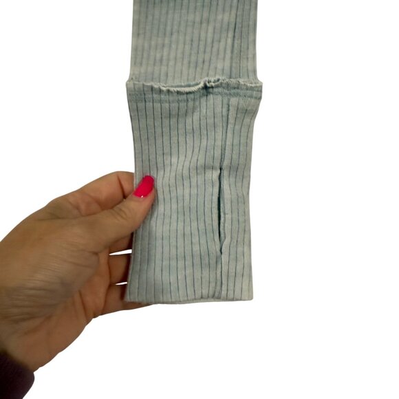 Free People We the Free Oceanview‎ V-Neck Plunging Blue Thermal Top Size XS - Picture 4 of 8